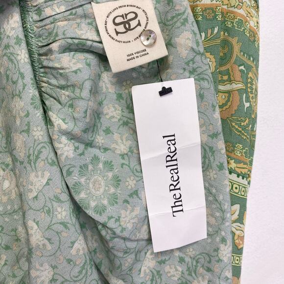 SPELL Madame Peacock Button Through Maxi Gown Emerald Green Womens XS Boho Chic - Picture 11 of 13